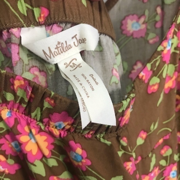 Matilda Jane Brown Floral Print On A Whim Tank Top Ruffle Hem Medium - Picture 8 of 11